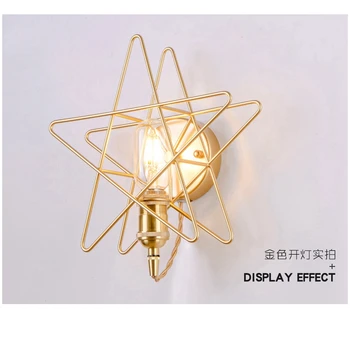 

American Creative Iron Gold Wall Lights LED Five-pointed Star Wall Lamp Fashion Bedroom Aisle Corridor Decoration Lamp