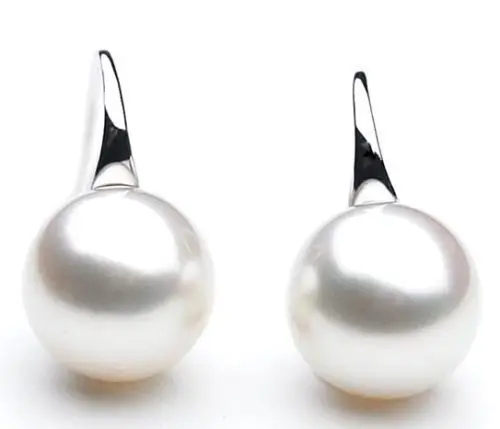 

01 gorgeous a pair of AAA 10-11mm natural white south seas pearl earrings s925
