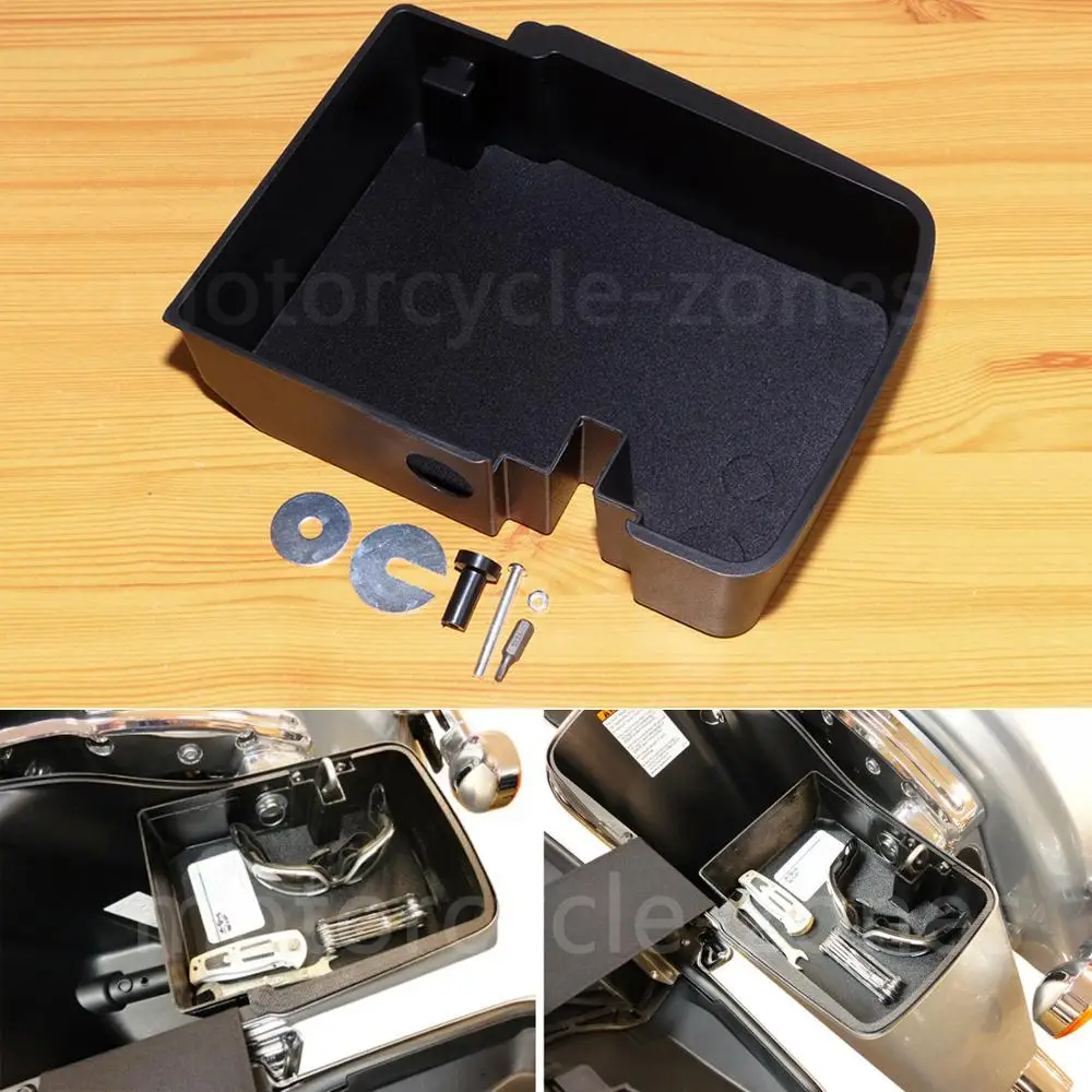 

Motorcycle Right Side Saddlebag Tray Organizer Kit for 14-19 Harley FLH Hard Saddlebags Black