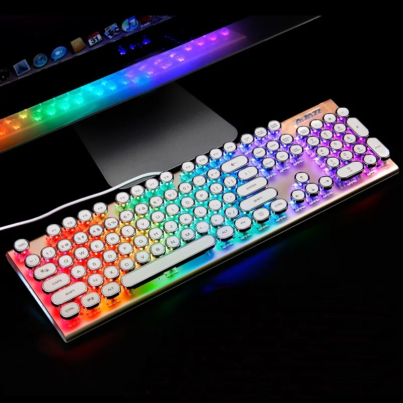 Ajazz AK40 Ретро стимпанк машинка USB Проводная эргономичная монохромная/RGB