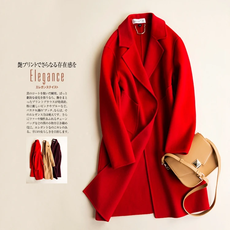 Jacket Womens Wool Coat Long Double Sides Sheep Wool Jackets Elegant Korean Ladies Winter Overcoat Belted Loose Coats CH593 (10)