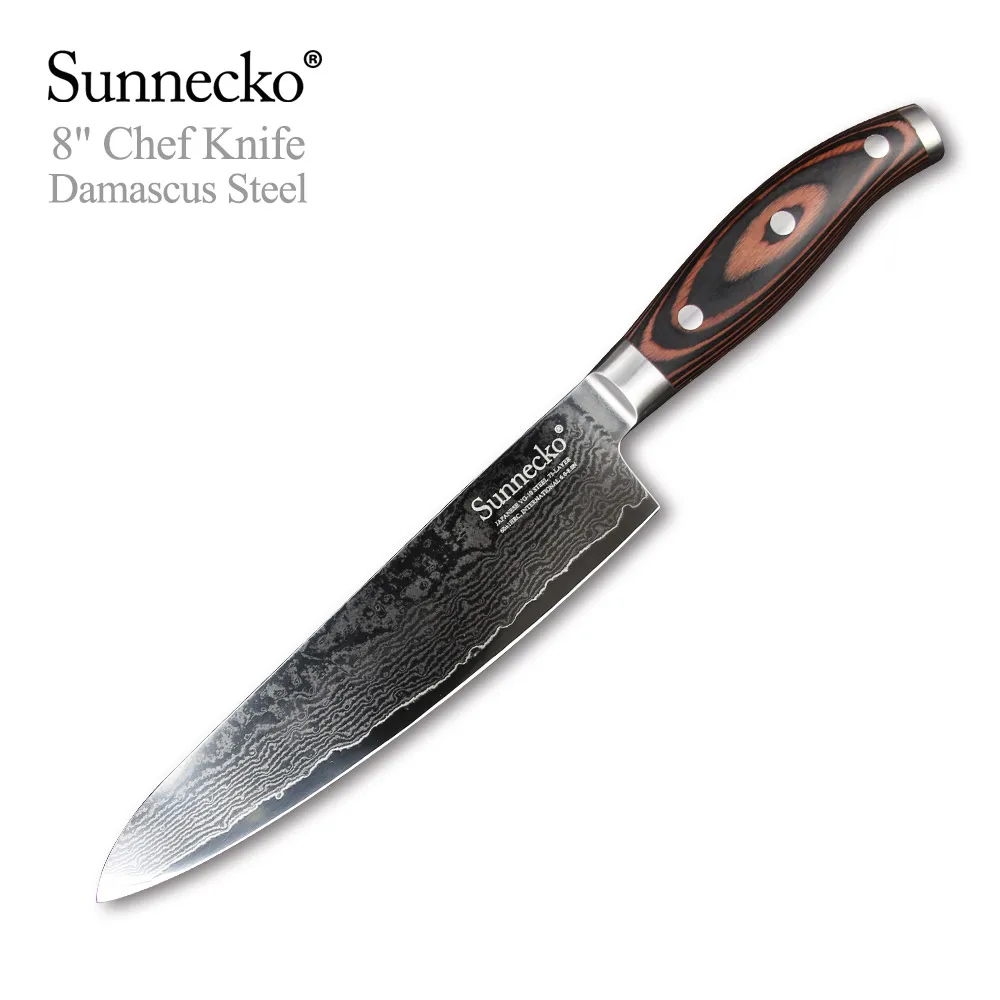 SUNNECKO 8 &quotшеф-повар Ножи 73 слоев Дамаск Сталь японский VG10 лезвие Кухня ножей Pakka