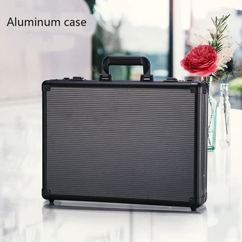 

Aluminum Single Compartment 17.3-inch Laptop Attache Briefcase with Combination Lock storage bins