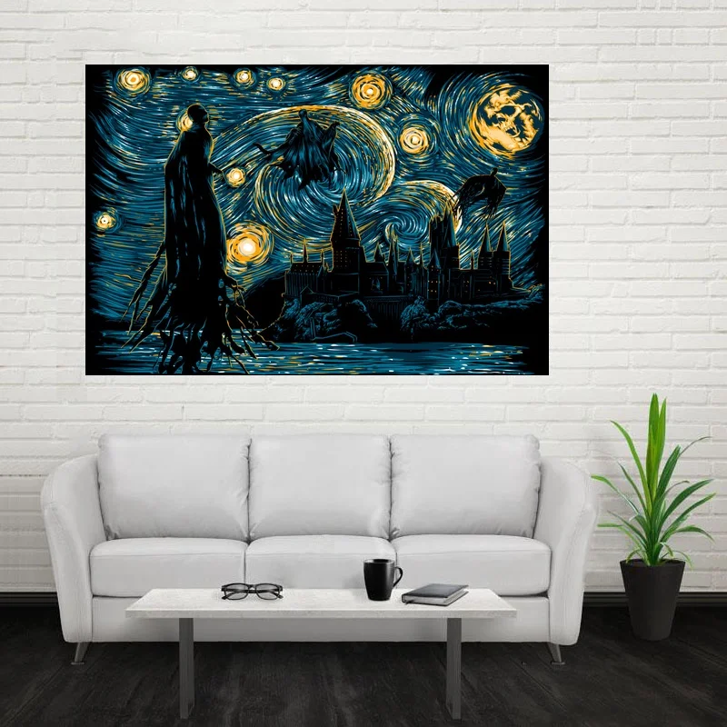 

Harry Potter Movie Van Gogh Starry Art Canvas Painting Modern Living Room