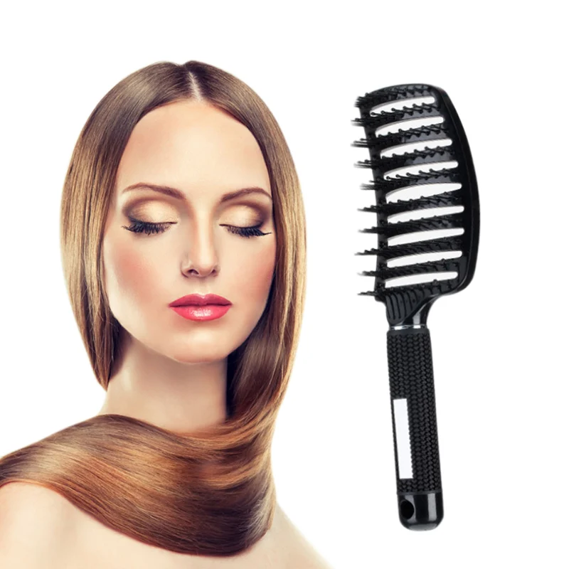 

1 PC Professional Rubber Anti-static Hair Brush Curved Row Comb Scalp Massager Barber Hairdressing Styling Tools Promotion Price