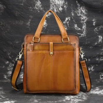 

Vintage Brown REAL Genuine Leather Men Messenger Bags Soft Cow Leather Men Handbag Casual Briefcase OK for A4
