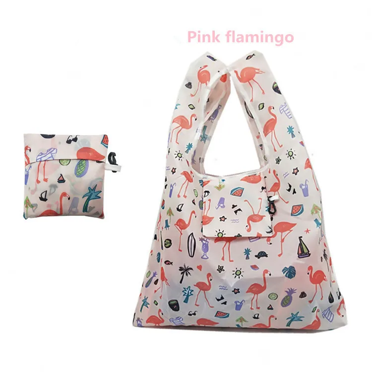 Женская Складная Эко сумка для покупок, переносная многоразовая сумка для хранения продуктов, кактус фламинго