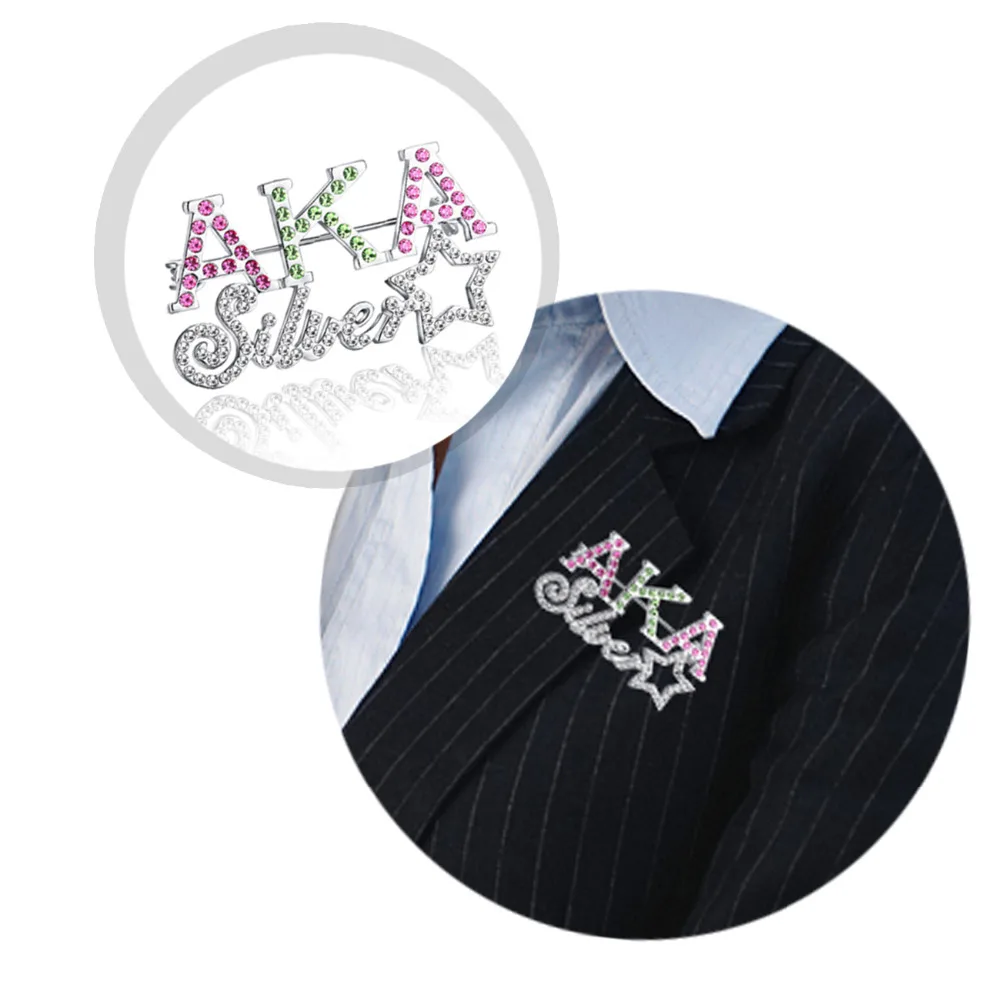 AKA sliver star pink and green Lapel Pin