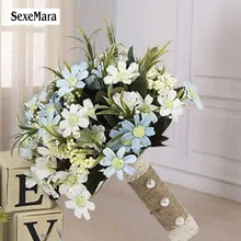 Розовый белый свадебный букет ручной работы искусственный цветок Роза buque casamento Свадебный букет для свадебного украшения