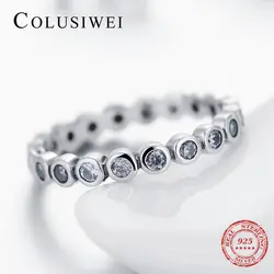 925 стерлингового серебра очаровательные блестящие кольцо перстень с Ясно CZ оригинальный Fine Jewelry