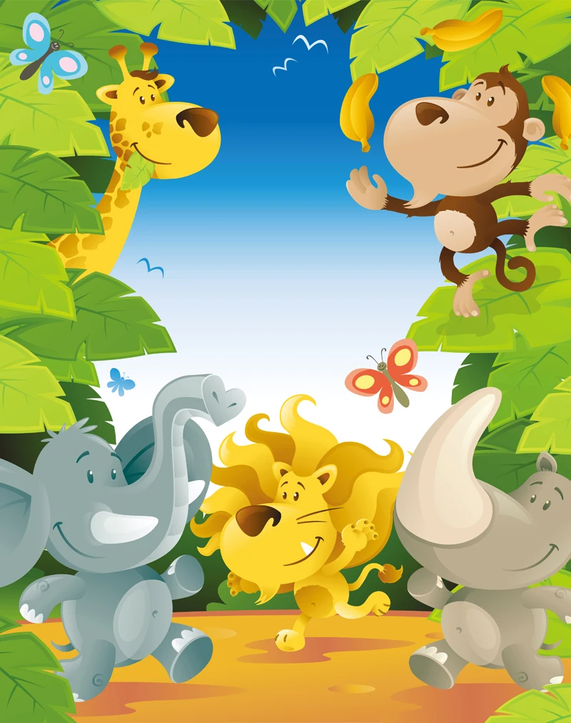  Fun  Jungle  Animals Photography Backdrop Photo Background 