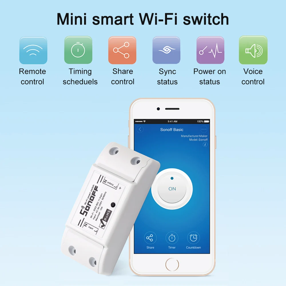 3 шт. Sonoff Basic 10A Wifi умный переключатель дистанционный беспроводной светильник выключатель питания Интеллектуальный универсальный DIY Wifi переключатель работа с Alexa