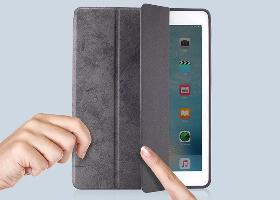 Tablets Case For iPad 5 6 8 9.7 Inch PU Leather Smart Tri-folded Protective Cover Soft Silicone Bag Edge For iPad 9.7 2018 Case-16