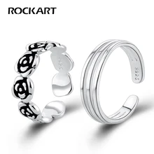 ROCKART Твердые 925 стерлингового серебра три линии Роза носок костяшки пальцев кольцо для женщин регулируемые ювелирные изделия корейский стиль