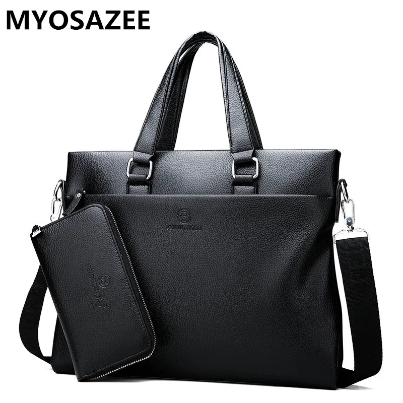 

MYOSAZEE 2018 New Men's Business Fashionable Soft Split Leather Cross Border Handbag Single Shoulder Skew Across Computer Bag