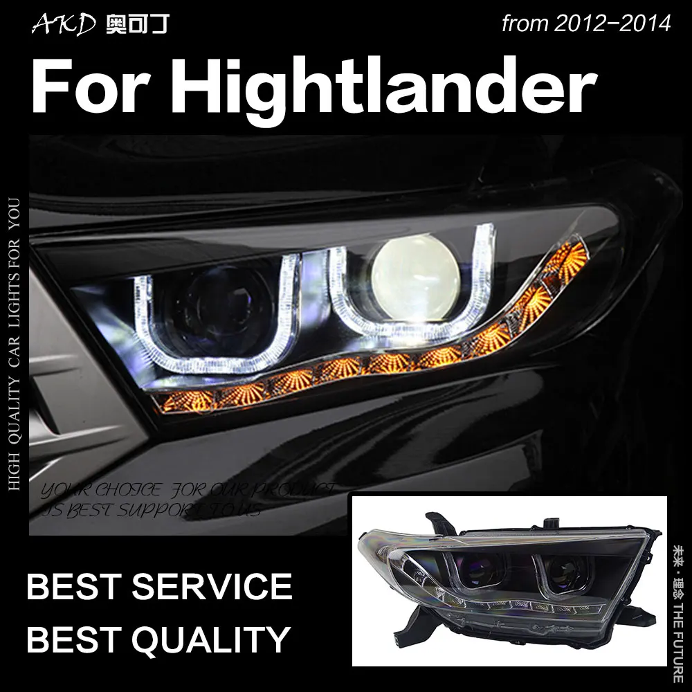 AKD автостайлинг фары Toyota Highlander 2012 2014 Светодиодная… для Kluger DRL Hid ангельские глазки