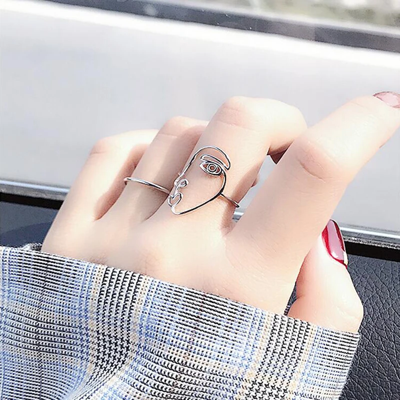 XIYANIKE простые кольца из стерлингового серебра S925 пробы с креативными линиями для лица, не выцветает, простое кольцо для женщин VRS2316