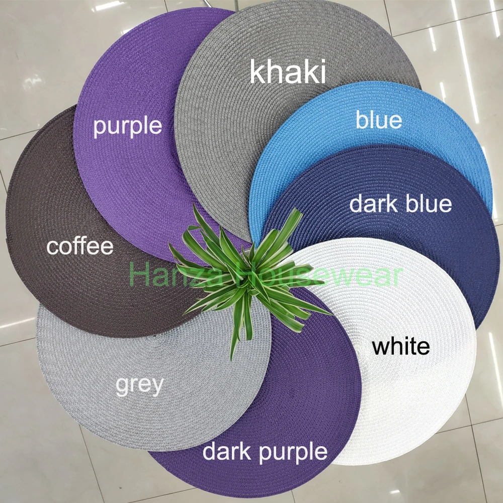 

15inch 38cm 8 Colors Home decoration Placemats Round Woven Placemats Heat Resistant Kitchen Anti-skid Table Mats DIY Materials
