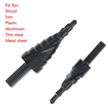

3pcs/Set Nitrided Spiral Grooved Triangular Handle Titanium-plated Step Drill Hss Titanium Coated Cone Bit Metric 4-12/20/32mm