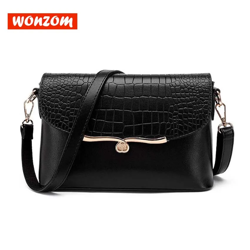 

WONZOM Women Fashion PU Baguette Shoulder Bags Solid Soft Female Crossbody Bags bolsa feminina Interior Slot Pocket