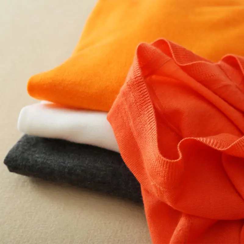 

100% Pure Cashmere O Neck Orange Sweater Pullover Long Sleeve Sweater Female Cashmere Spring/autumn Irregular Style Jumper Women