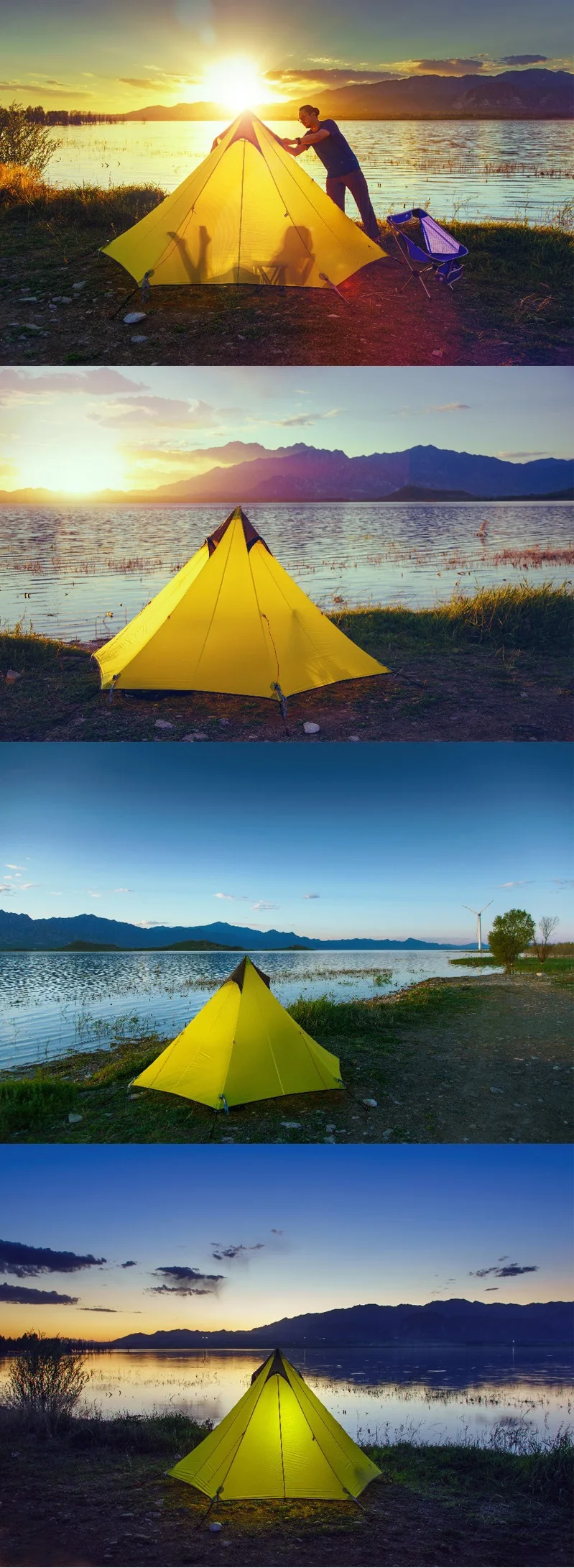Barraca de Acampamento Credo Flame's 2 3person Pirâmide 15d 3 temporada Revestimento Costura Selada Silnylon Nenhum Pólo Caminhadas Ultraleve 10 Esporte e Lazer