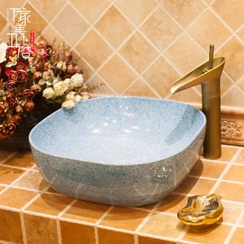 

Wonga ceramic counter basin wash square blue glaze