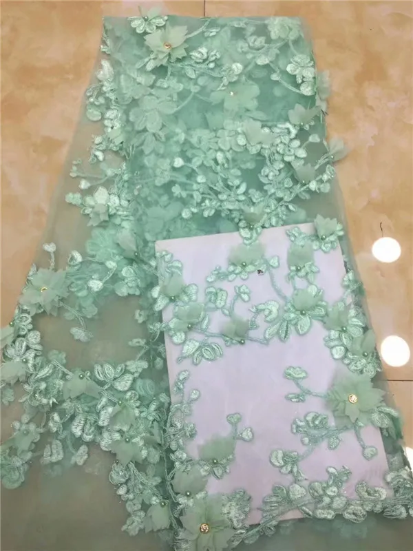 Африканский нигерийский 3D Цветы Тюль кружевная ткань Французский модный стиль отделка бисером сетка тюль кружевная ткань ffd1210