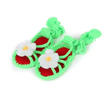 

10 Pairs/lot New creative soft baby boys girls hollow out flowers manual knit toddler shoes children's crib shoes 11cm