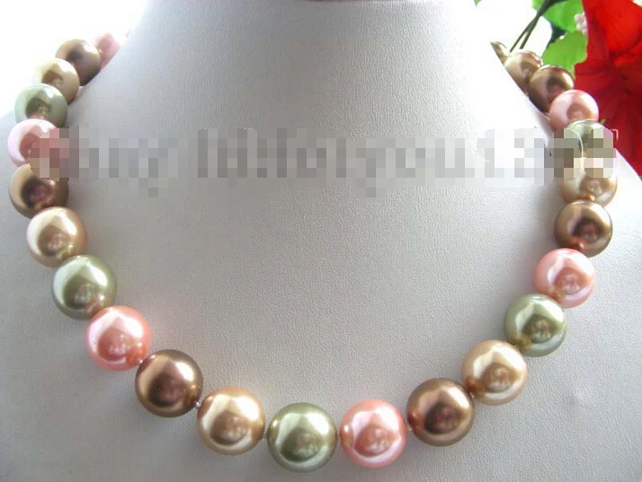 

Free shipping >>>>>>Natural 14mm Multicolor Round Shell Pearl Necklace!