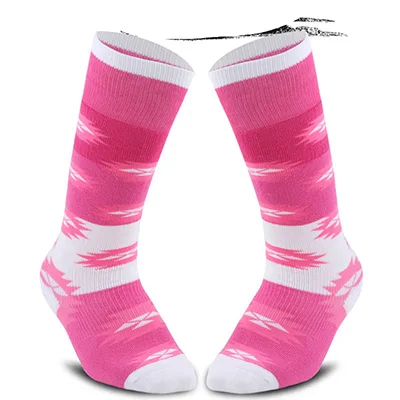 2 пары, уличные хлопковые носки на осень и зиму для катания на лыжах, велосипедах, коньках, чулки, Защита ног, теплые спортивные носки для детей и взрослых - Цвет: Pink