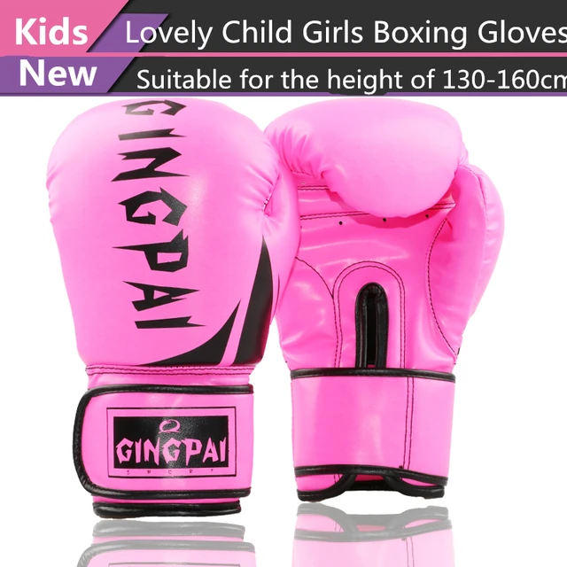 Pink Child Kids Boxing Gloves 6oz Free Combat Muay Thai Glove Kids PU