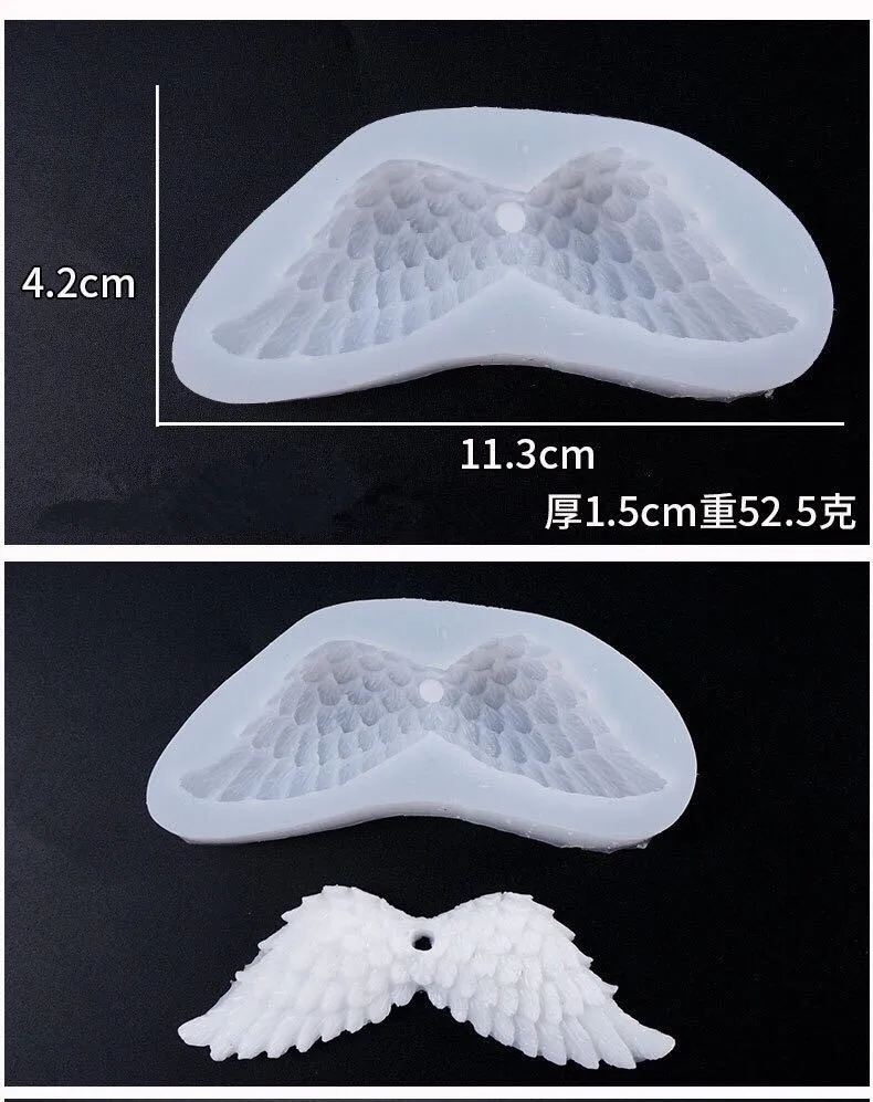 1 шт. Крылья ангела Силиконовый полимерная форма DIY ювелирные изделия ручной работы с подвеской Декор эпоксидной жидкости молд кристалл с отверстиями Рождественский подарок