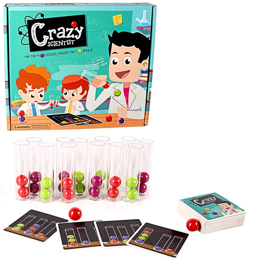 DROPSHIPPING Crazy Scientist Test Tube Color Ball Cards Set Logical
