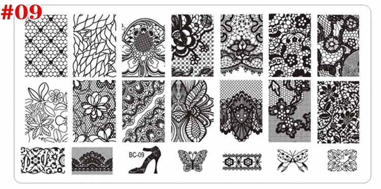 Flores de Renda Unha de Aço Novas Unha Selo Arte Carimbar Placa Imagem 10 Pçs - Lote 6*12 cm Template Inoxidável Manicure Ferramentas Stencil 11 Beleza e saúde