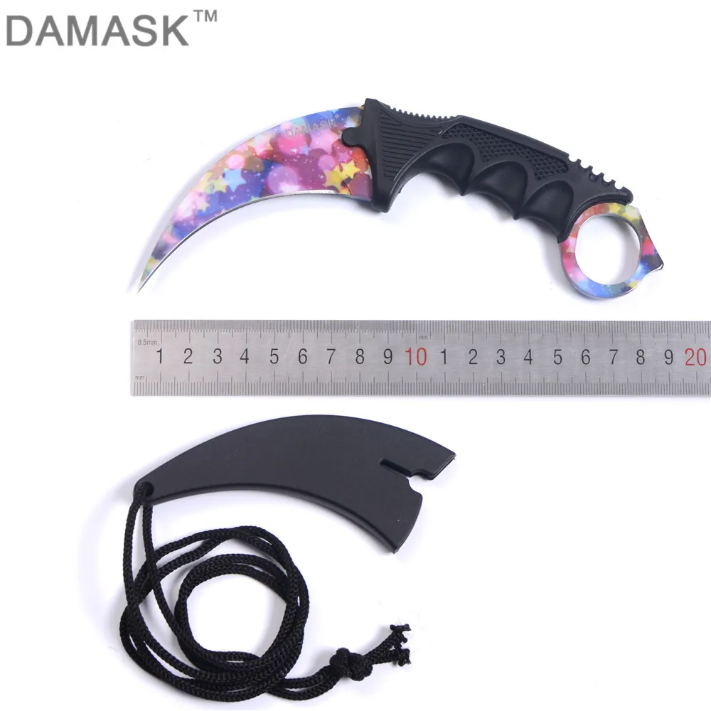

DAMASK CS GO Counter Strike Karambit Fixed Blade Knife Self Defense Camping Hunting Outdoor Survival Knife Cosplay Hand Tools