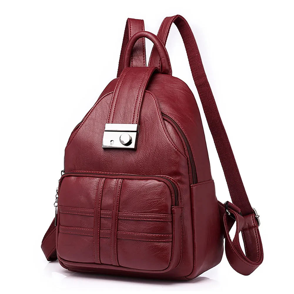 

Women School Simple Casual Soft Anti-theft Travel Small Laptop Leather Women 2019