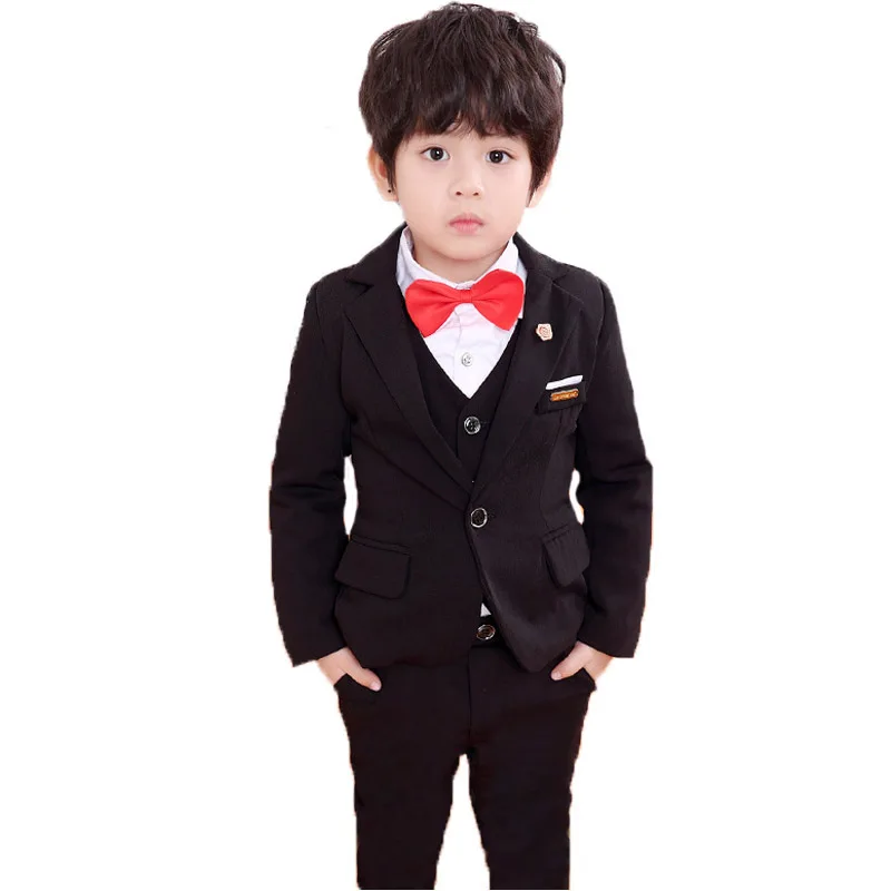 

Summer School Kids Formal Blazer Clothing Set Flower Boys Jacket Vest Pants 3Pcs Wedding Tuxedo Suit Children Birthday Costume