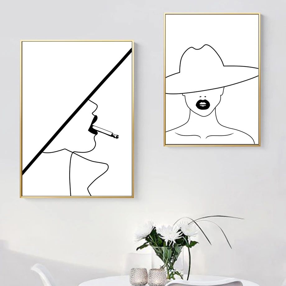 Sexy Girl Abstract Line Canvas Painting Minimalism Wall Art Posters And Prints Nordic Poster Wall Pictures For Living Room Decor Painting Calligraphy Aliexpress