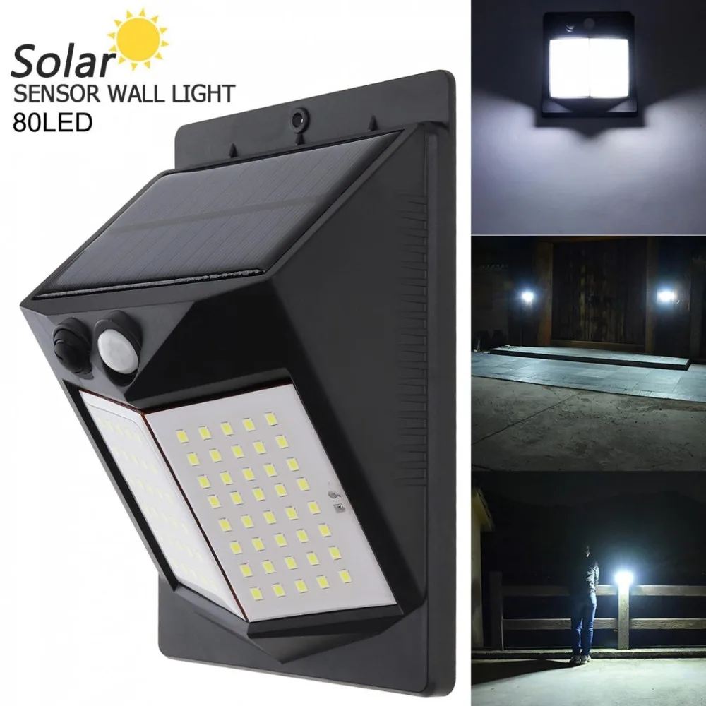 

80 LED 500LM Light-controlled Human Body Sensing Wall Light LED Solar Motion Sensor Light for Outdoor / Courtyard / Illuminating