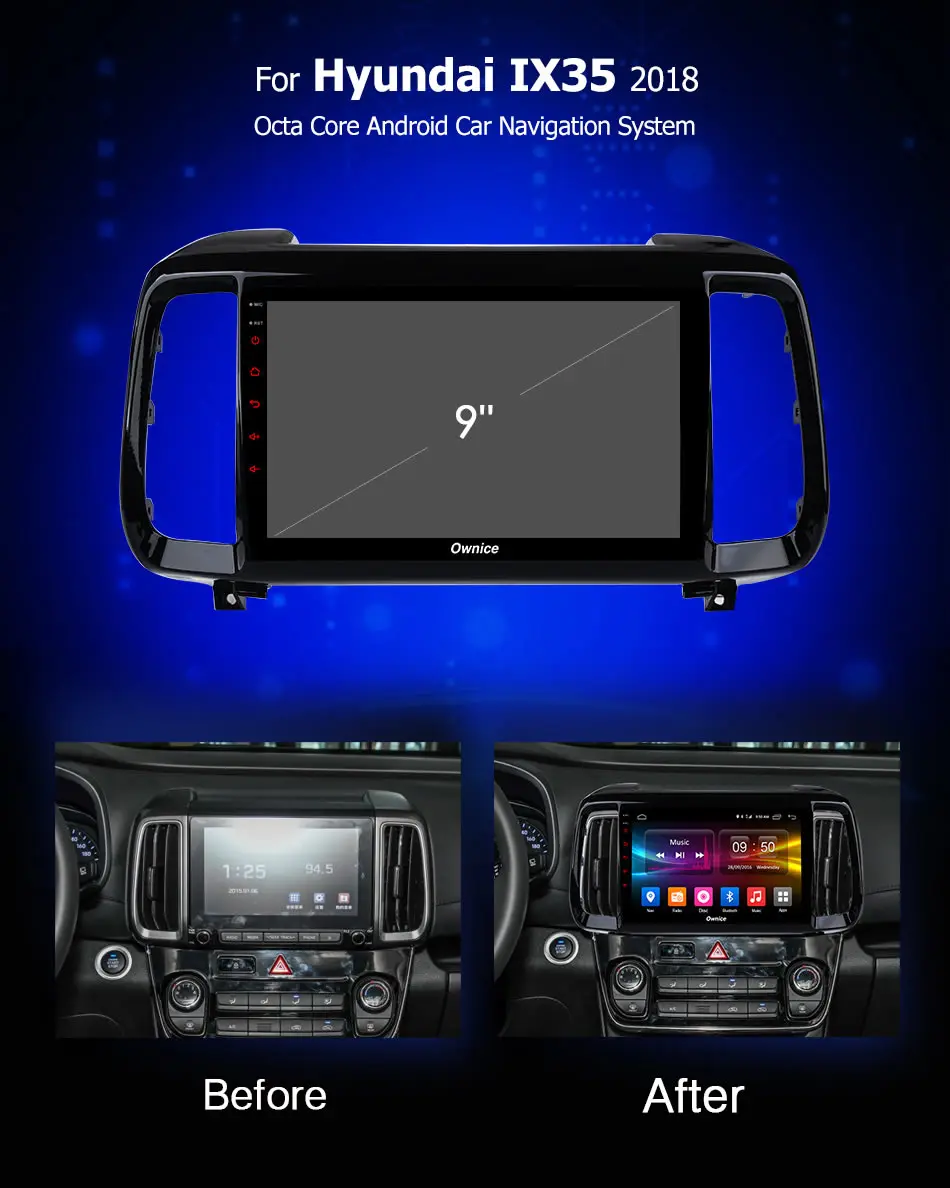 Sale 9" IPS+2.5D Octa Core 4GB RAM+32GB ROM Android 9.0 Car DVD Radio GPS Navi DSP CarPlay For Hyundai IX35 2018 2019 Multimedia 2