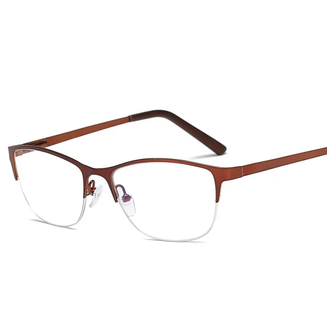 HJYBBSN высококачественные очки женские, мужские очки для чтения оправа из оптического сплава с прозрачным покрытием линзы очки - Цвет оправы: Коричневый