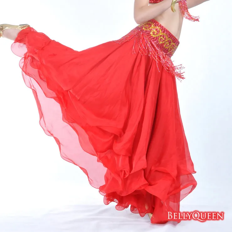 3 Слои юбка для танца живота платье для танцев 13 Цветов - Цвет: red