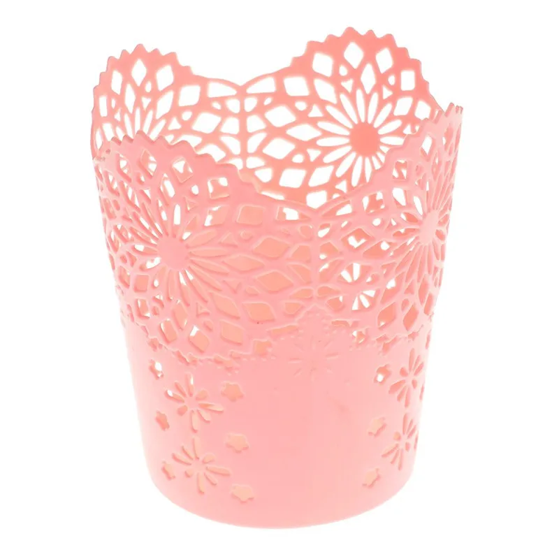 Выдалбливают стол органайзер ручка карандаш для хранения макияж кисть для мелочей значок держатель стол органайзер Цветочная ваза горшок коробка для хранения - Цвет: Розовый