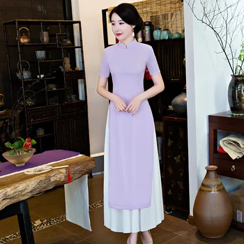 

New Arrival Vietnam Style Lady Long Cheongsam for Evening Dress/Qipao Chinese Traditional Clothing Modern Cheongsam