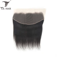 Перуанские натуральные прямые 13x6 кружево спереди Закрытие 10-20 дюймов свободная часть человеческих волос для черных женщин tdhair