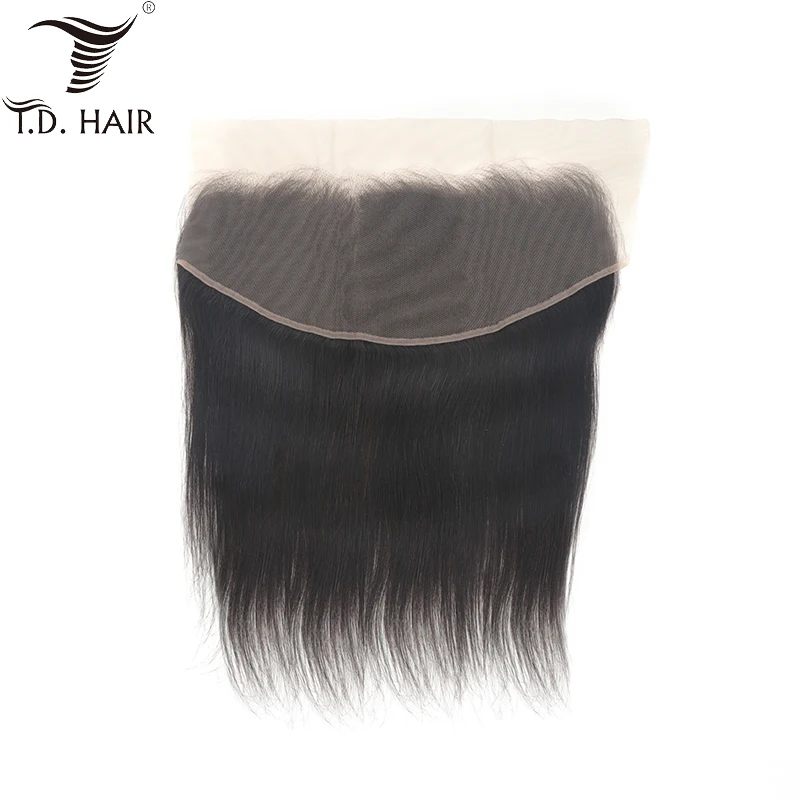 Tdhair перуанские прямые волосы 13x6 Бесплатная часть фронтальная кружевная застежка