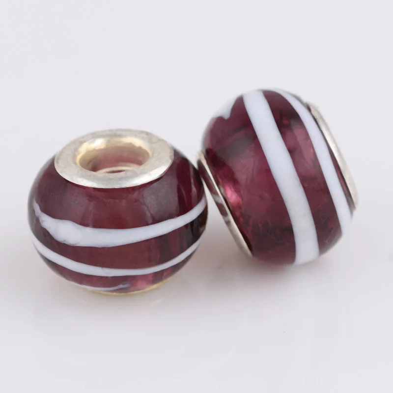 10 Pcs a Lot Glass Beads Wine Color Round Murano DIY Spacer European Chunky Czech Bead Fit For Pandora Charms Bracelets | Украшения и