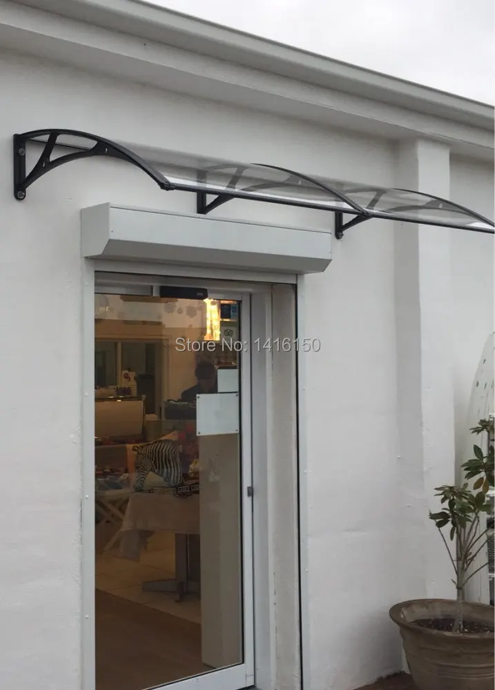 DS100200-A, 100х200см. глубина 100 см, ширина 200см. черный алюминиевый кронштейн+ прозрачный лист из поликарбоната двери окна Навес
