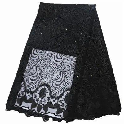 Синяя кружевная ткань высокое качество кружевная нигерийская кружевная ткань для женщин платье Африканский тюль кружево с камнями 5 ярдов за штуку - Цвет: PS751213F6019